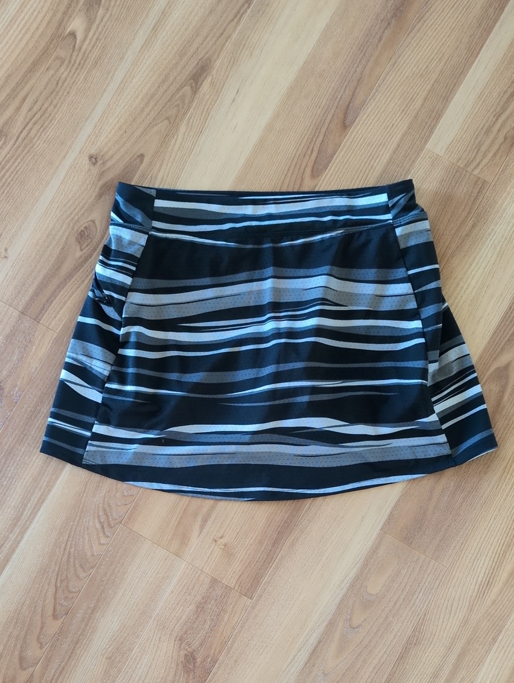 LLBean Black and Gray Striped Women's Active wear Skirt